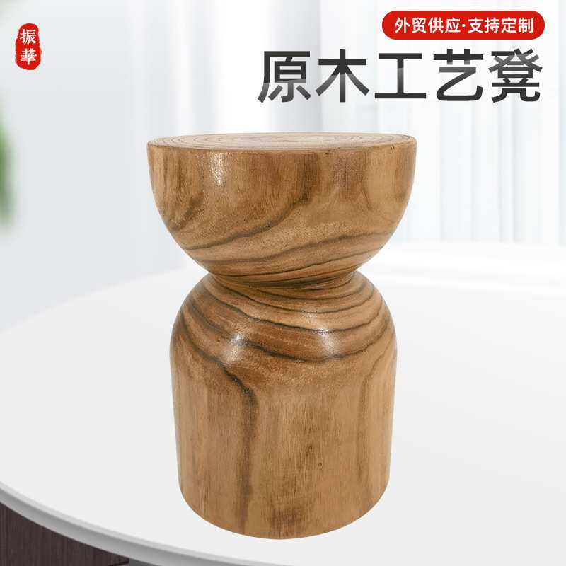 包邮外贸餐厅沙发边桌北欧实木质圆凳民宿家居原木咖啡桌客厅木墩