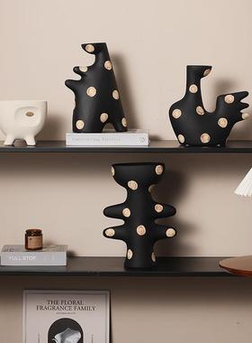 轻法式中古风斑点花瓶高级感陶瓷小花器酒店民宿玄关创意小众陈列