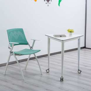 智慧教室三角形学生课桌椅拼接组合阅览桌会议培训六角桌梯形带轮