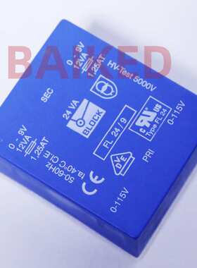PRI 0-115V SEC 0-9V 1,25AT 24VA BLOCK 12VA 50-60HZ FL24/9