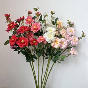 外贸仿真冰山月季蔷薇花玫瑰绢花客厅装饰花艺餐桌摆设婚庆插花