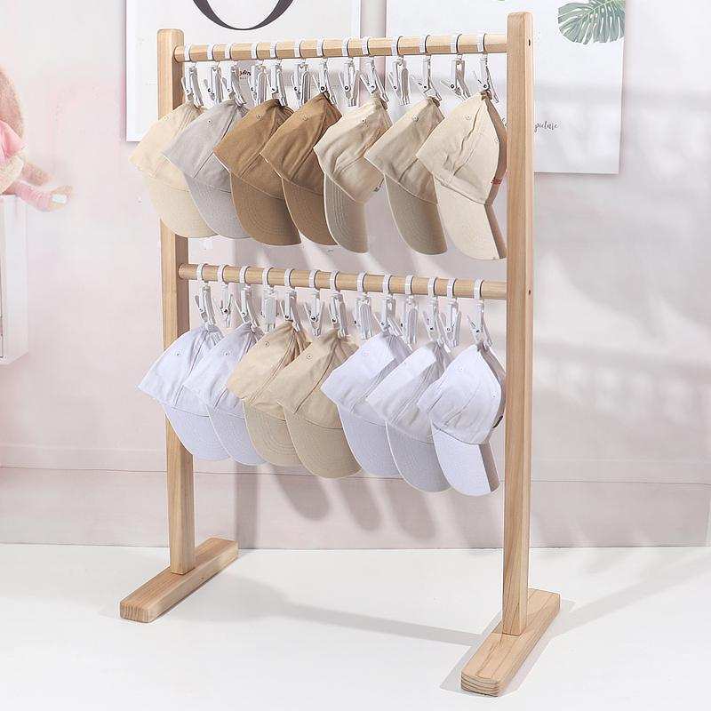 创意帽子架实木质多层帽子收纳落地衣帽架服装店展示货架挂架