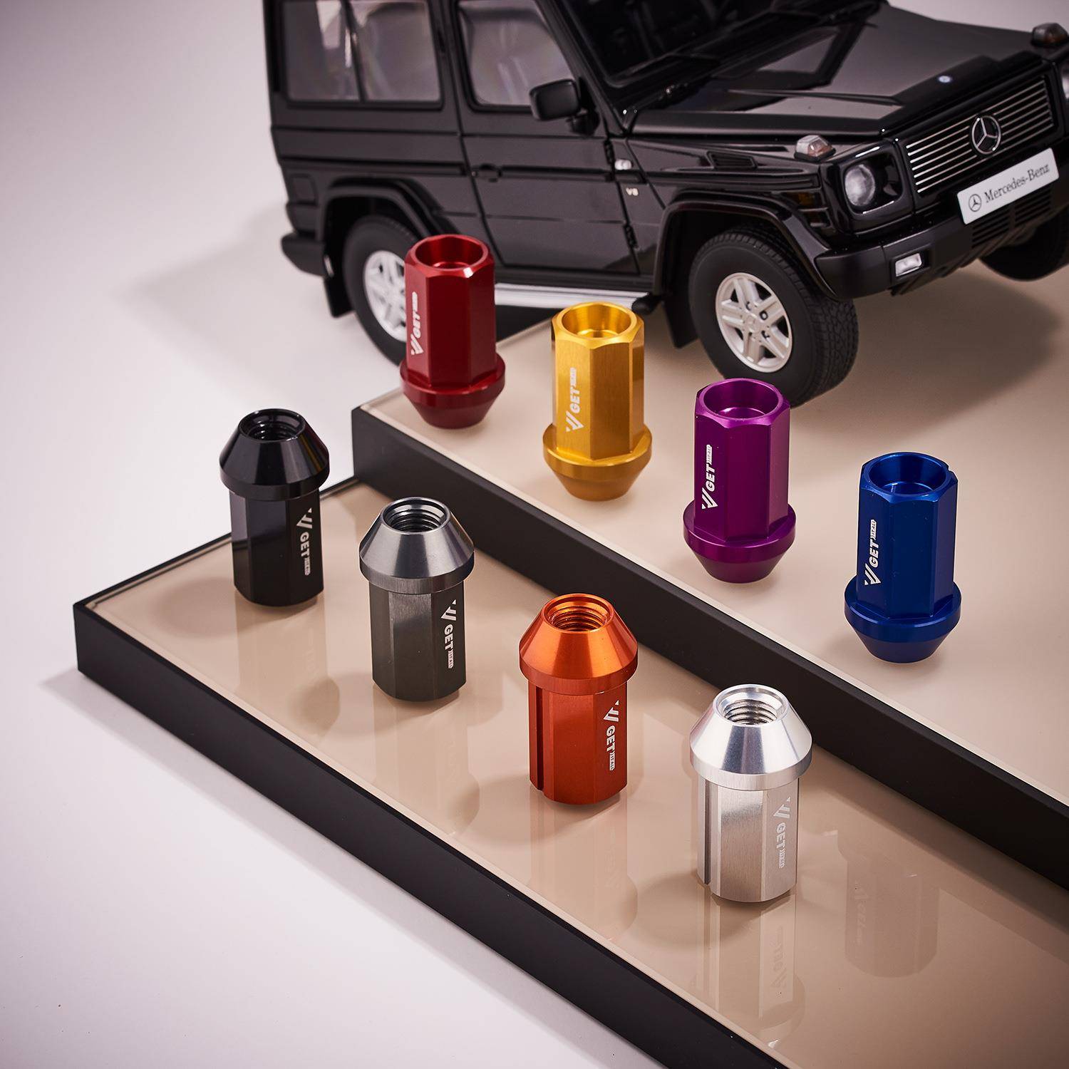 改装轮胎螺母7075航空铝合金轻量化16+4防盗螺母 Hex 19mm 42mm长