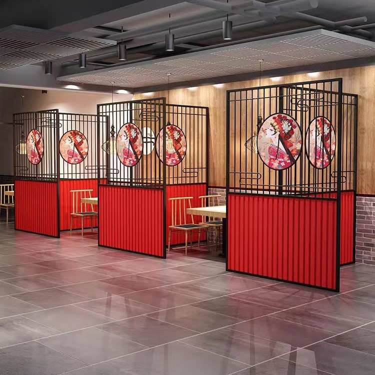 现代屏风装饰卡座围栏铁艺饭店餐厅火锅店简约小包间简约镂空隔断