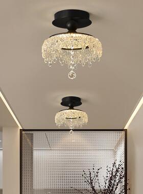 中古餐厅感吊灯冰山水滴复古胡桃木色过道灯法式全光谱小吊灯