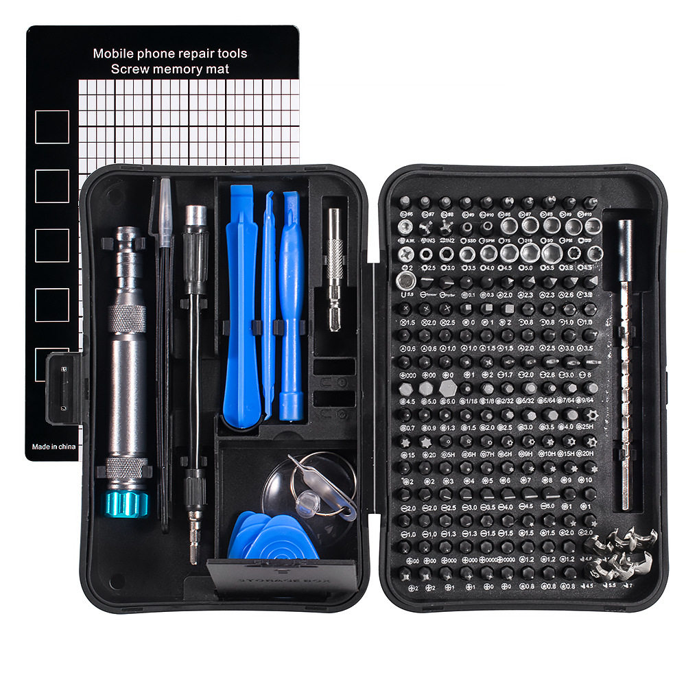 手机拆机钟表维修螺丝批工具多用170合1S2钢铝制手柄螺丝刀套装