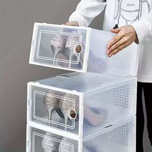 跨境爆款鞋盒 透明透气防尘收纳盒正开门可堆叠鞋架简易塑料鞋盒