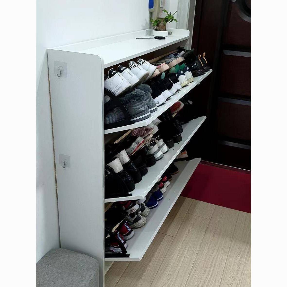 实木鞋柜超薄门口进门靠墙收纳大容量实木窄边鞋架玄关门简约