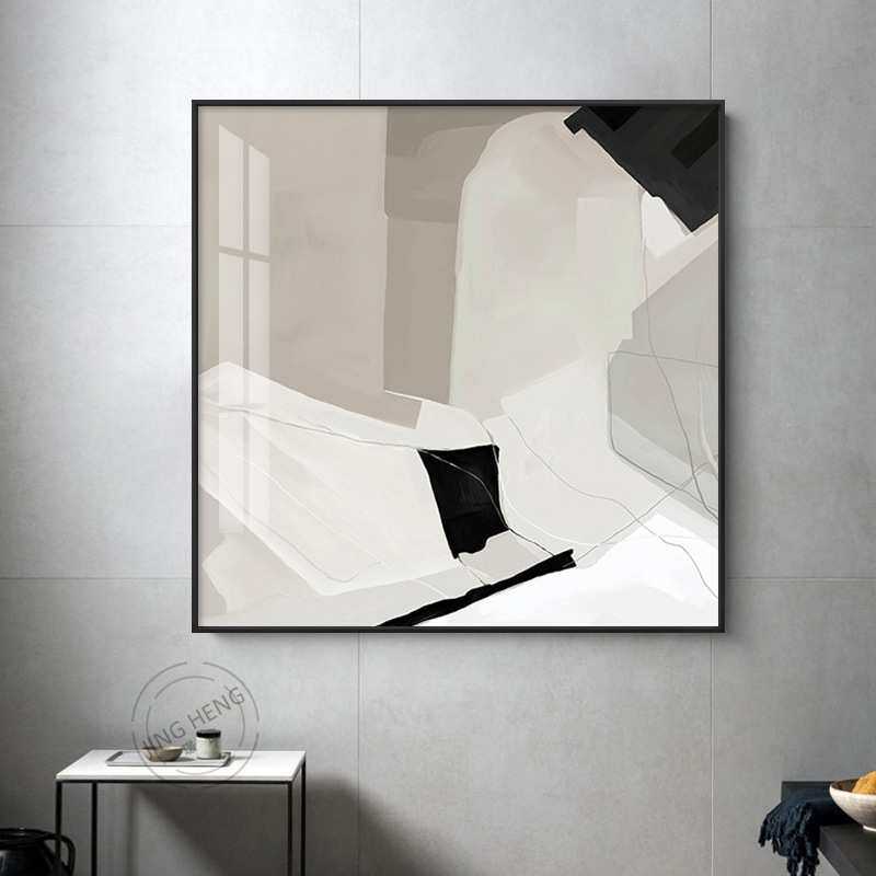 现代简约玄关装饰画北欧风格客厅墙画创意抽象正方形餐厅几何挂画