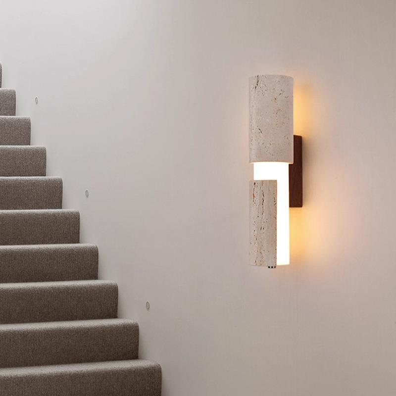 现代设计师壁灯黄洞石中古风主卧室床头客厅背景墙玄关楼梯led灯