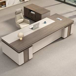时尚轻奢高级感老板桌办公桌高档大班台简约现代董事长办公室桌椅