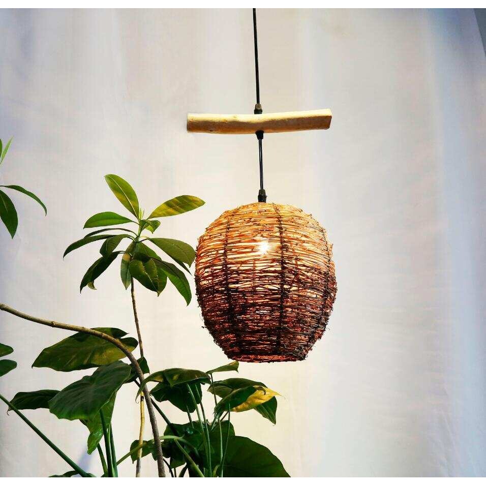 藤草工艺灯复古文艺创意吊灯古街阳台过道吊灯自然定制品艺术灯
