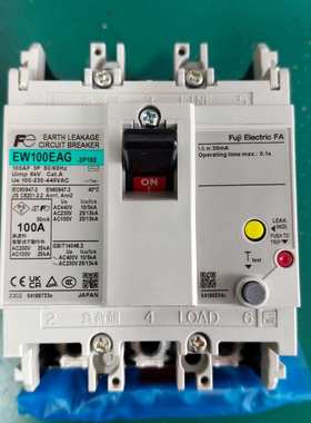 富士漏电断路器EW100EAG 3P75A   EW100EAG 3P 075B  灵敏度30Ma