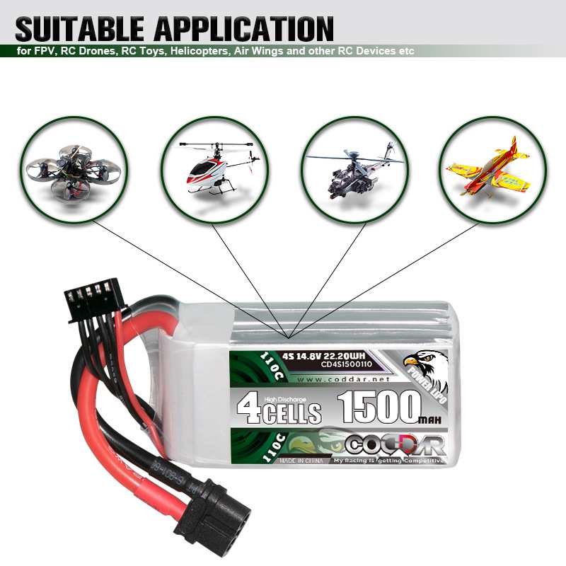 鹰氪CODDAR 1500MAH 4S 14.8V 110C航模3寸涵道穿越机锂电池LIPO