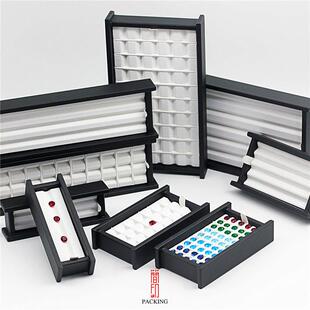 皮质收纳托盘产品珠宝盒宝石戒面裸石PU彩宝展示看货盘珠彭泉