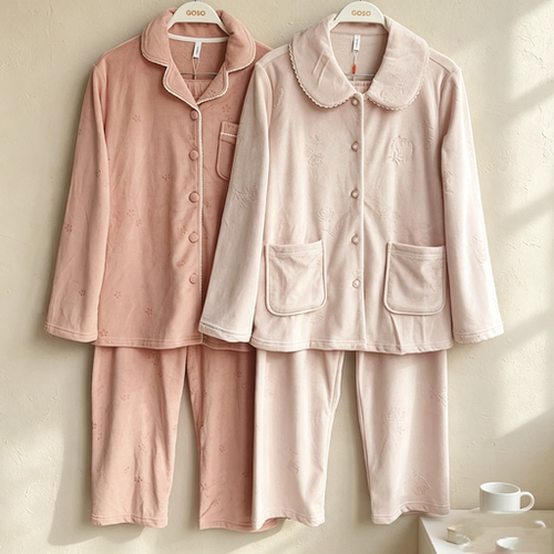 香蜜闺秀女新款牛奶绒睡衣25403020中厚柔软舒适可外穿家居服套装