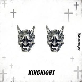 夜王 | S925银鬼面般若耳钉男复古个性酷帅冷淡风潮人街头送礼物