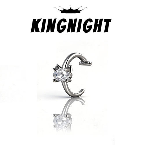 S925纯银猫咪唇夹锆石唇钉