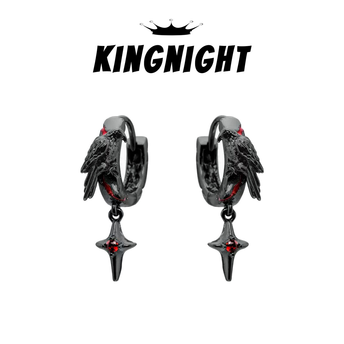 夜王丨S925银STK血痕渡鸦耳钉男