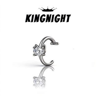 夜王 | S925纯银猫咪唇夹锆石纯银不掉色免打孔唇钉小众设计辣妹