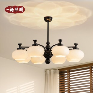 中古风客厅柿子吊灯大厅主灯高级感灯具法式 复N古吊灯客厅2025新