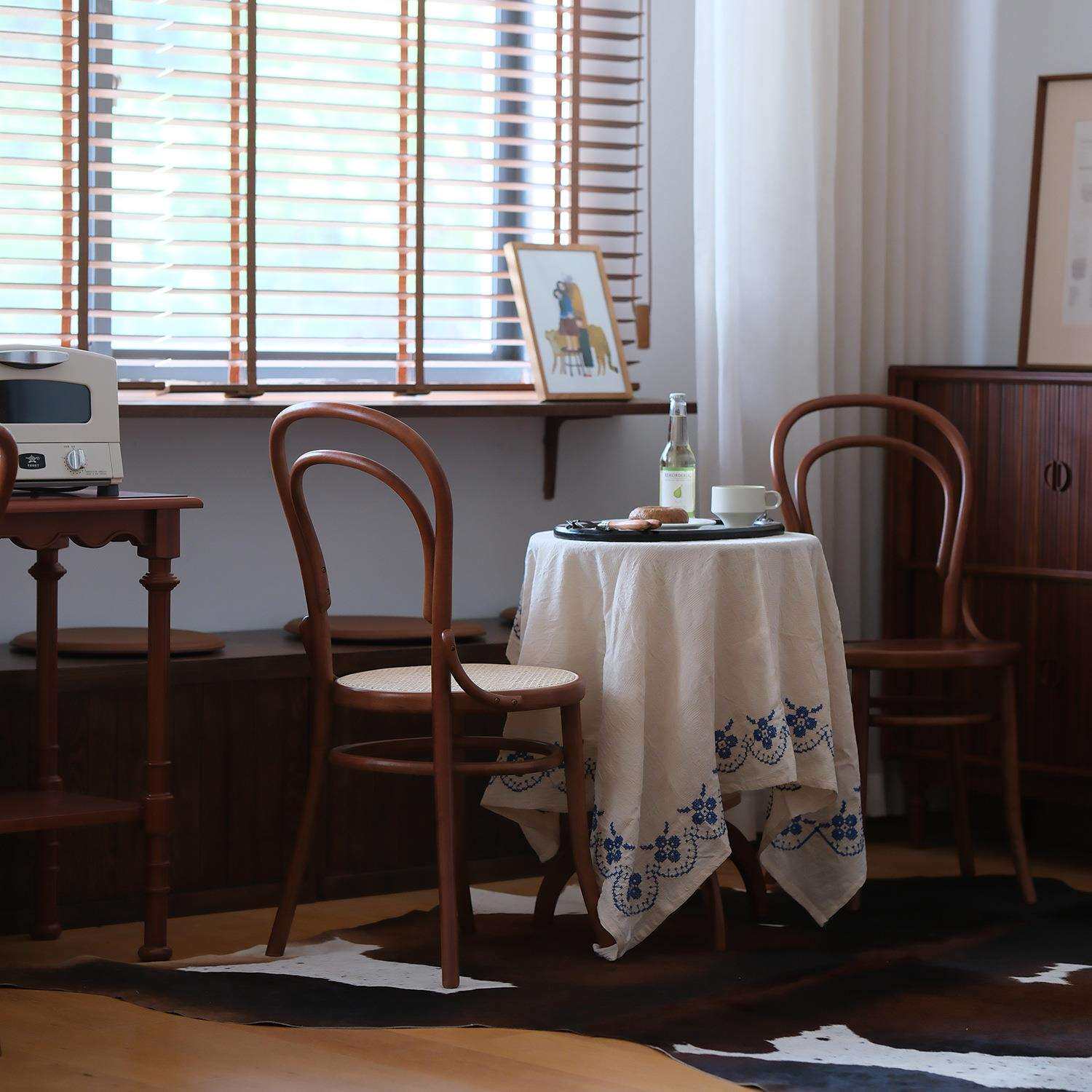 陶野商店|中古vintage实木复古靠背餐椅索奈特ton14藤编咖啡厅椅