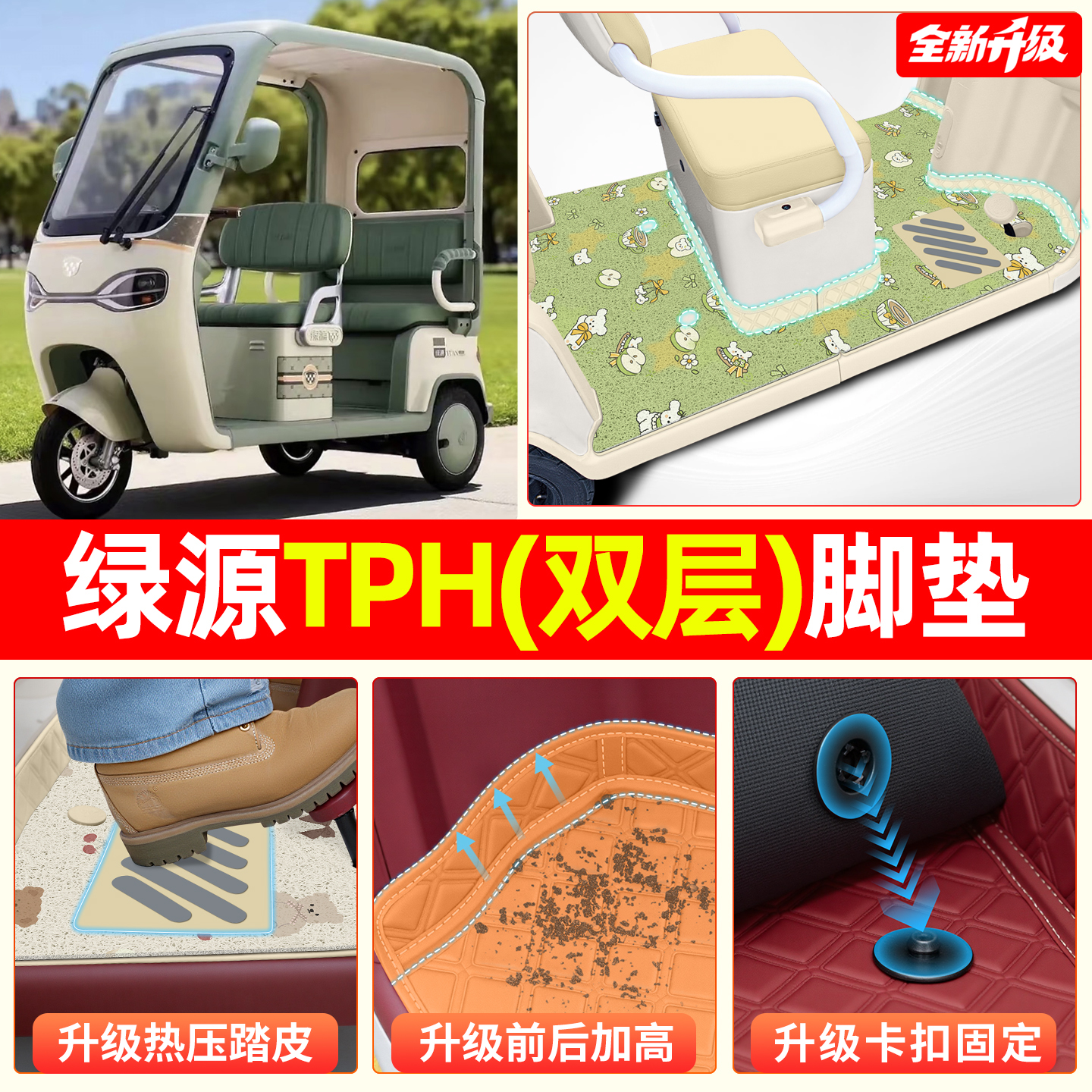 【双层大包围脚垫】适用绿源TPH