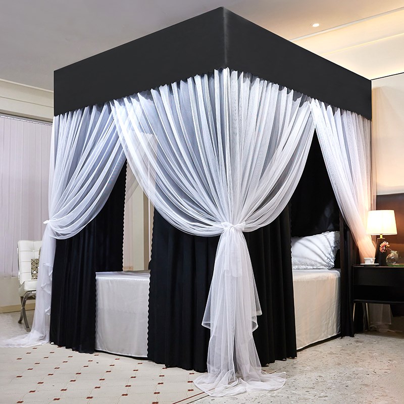 2023强遮光保暖床o帘蚊帐支架全套新款公主风床幔家用落地床帘蚊