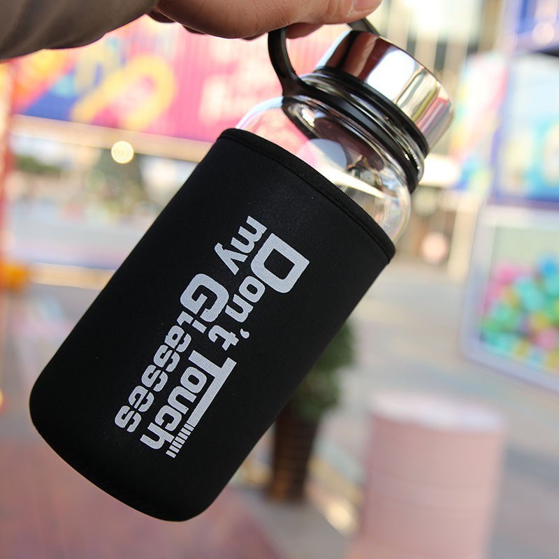 单层透明大容量玻璃杯1000MLA高硼硅耐热便携户外大口径水杯带茶