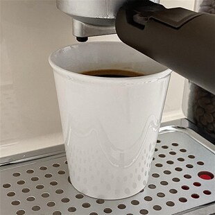 简约纯白陶瓷咖啡杯仿纸陶瓷杯咖啡液萃取dirty杯澳白杯LOGO定制