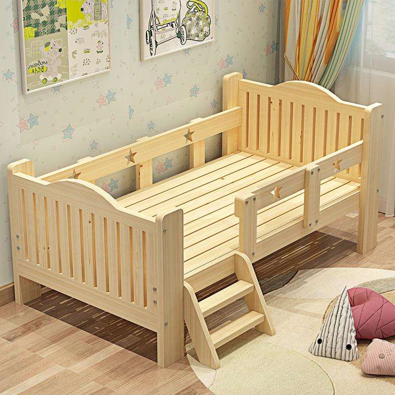 儿童床带护栏男孩女孩实木单人床宝宝床边公主小床加宽床拼接大床