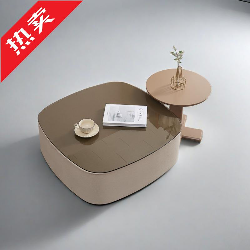 意式轻奢岩板奶油现代极简客厅家用小户型组合茶几新款边几网红款