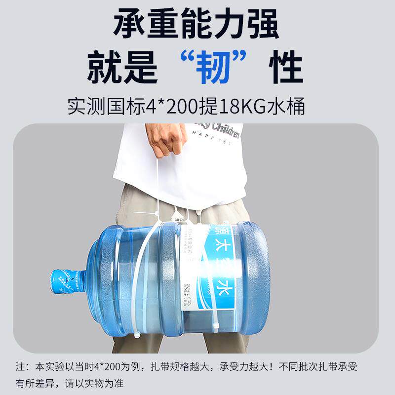 耐高温国标尼龙扎带线束固定扎线带塑料短扎带缎带8*200mm白/黑色