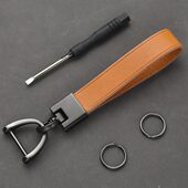 汽车钥匙扣男女钥匙链情侣绳植真皮树鞣钥匙膏新款 2021扣马蹄挂件