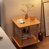 桌品小桌子替代床头简约现代床头柜置物架落地原木小型色实木简易