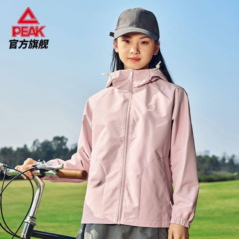 匹克官方正品御水外套新女士户外防泼水骑行防风连帽夹克运动上衣