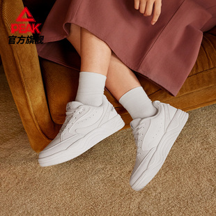匹克云迹态极板鞋女冬季新款女鞋厚底增高小白鞋皮面运动休闲鞋子