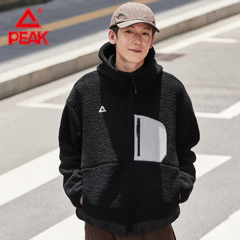 匹克羊羔绒开胸单衣防泼水保暖外套秋冬季户外上衣跑步运动服男女