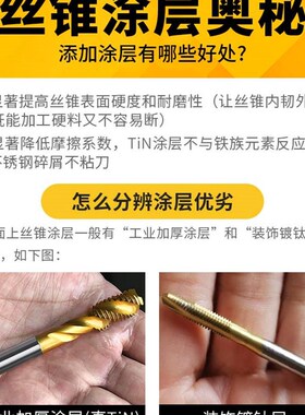 机用丝锥m6螺纹m5攻丝m3钻头m8丝攻m10不锈钢专用m12牙m4先端螺旋