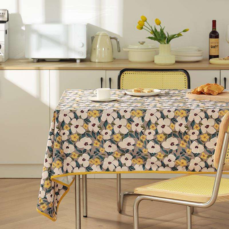 植物花卉印花餐厅桌布客厅茶几盖巾超柔绒布软布艺餐桌台布长方形