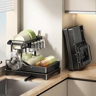 厨房沥水碗架碗筷架碗柜置物架沥碗架沥水架双层架碗碟餐具收纳架