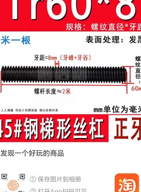TR12-T50高强度梯形扣丝杠8.8级12.9级t型牙R丝杆正牙反牙螺纹丝