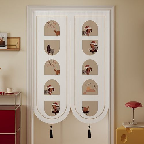 卡通异形a半开门帘免打孔安装卧室遮挡帘厨房隔断窗半截小短帘布