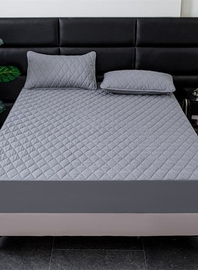 纯黑色床笠单件夹棉防尘隔尿床A垫席梦思床包全包围耐脏防水床罩