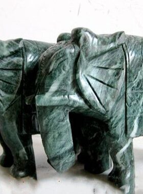 摆件客厅玉石大象书房面装饰品碧玉吉祥办公室桌电视柜象一对酒柜