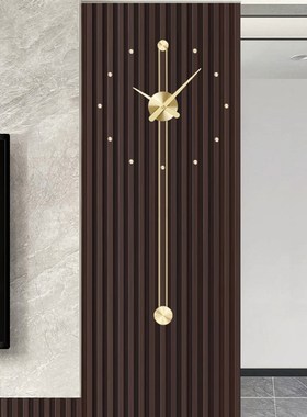 全铜装饰客厅轻奢木格栅挂钟表现代简约时尚大气高档时钟2.024新