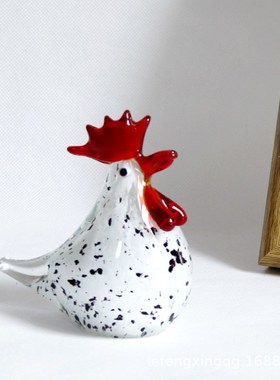 琉璃公鸡摆件手工玻璃寓意吉祥彩色动物装饰工艺品办W公室桌面摆