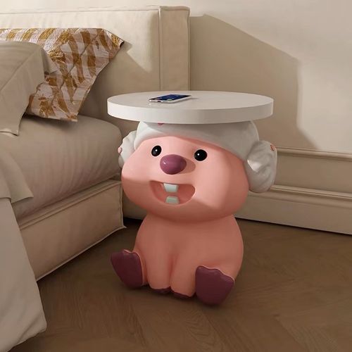 轻奢客厅沙发可移动lloopy茶几边几小户型落地床头柜创意海狸摆件