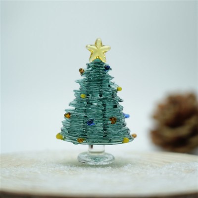 淄博琉璃艺术品纯手工拉r丝圣诞树桌面装饰创意摆件情侣节生日礼