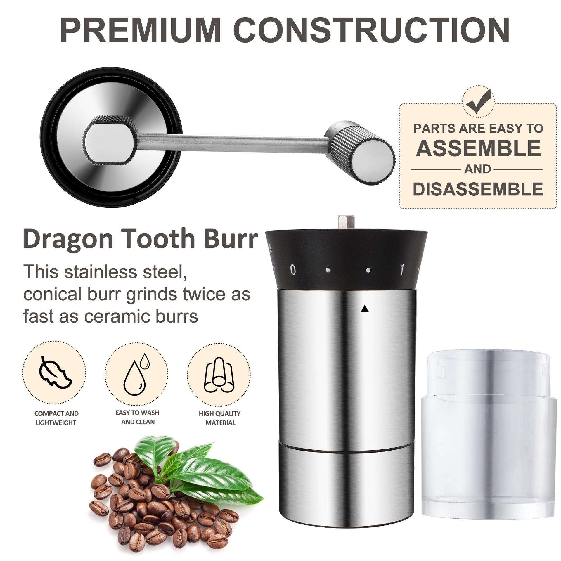 25年新款手摇磨豆机不锈钢家用小型手动意式咖啡器具咖啡豆磨豆机